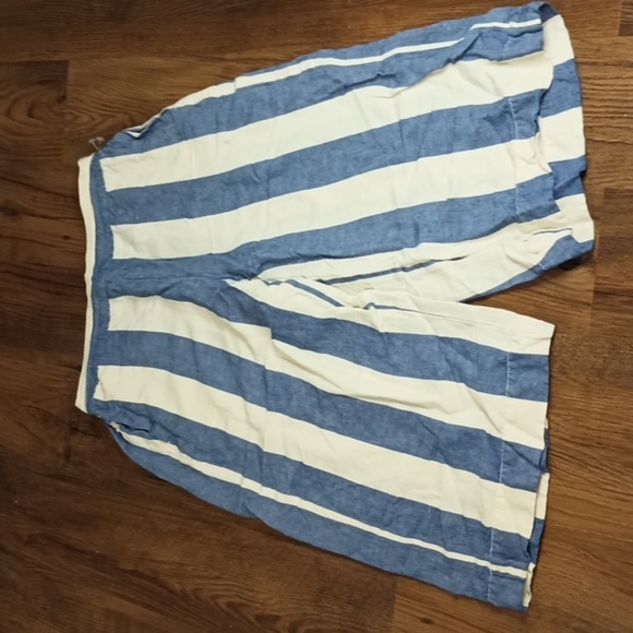 Madewell Blue Cream Stripe Cropped Wide Leg Palazzo Pants MMM - Picture 1 of 5